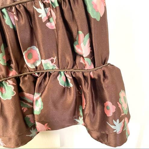 Marc Jacobs  brown silk floral skirt