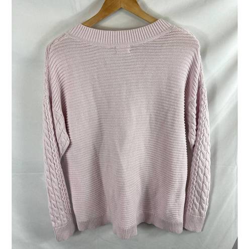 Caslon  cable knit v neck sweater periwinkle size medium