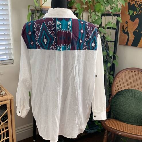 Krass&co Vintage 80s/90s Women’s Tap &  Western Aztec Cowgirl Button Down Shirt