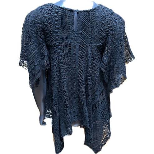 Rebecca Minkoff  Women's Black Lace Hanky Top Sz XS Blouse