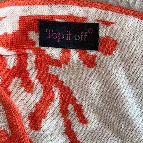 REEF Top It Off Shawl Poncho Button Down Coral  Knit One Size