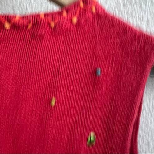 Susan Bristol Vintage  Red Knit Ugly Christmas Novelty Sweater Vest Small