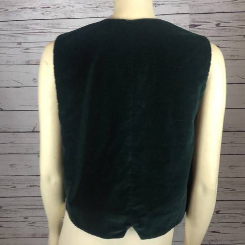 Karen Scott Vintage  green velvet vest with frog closure