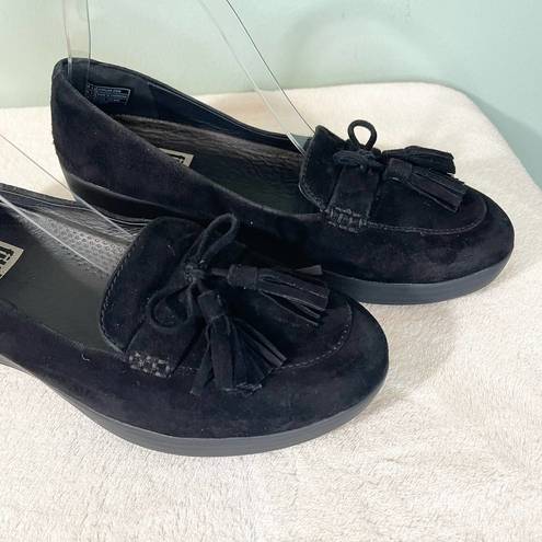 FitFlop  Women's Black Suede Tassel Slide In Loafer Size 7.5