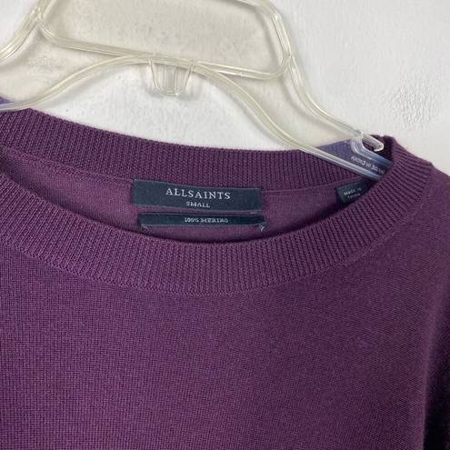 ALLSAINTS  Purple Libby Crewneck 100% Merino Wool Long Sleeve Tunic Sweater Sz S