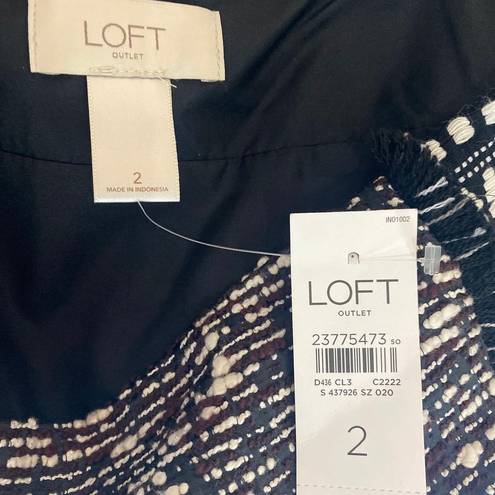 The Loft  Outlet NWT black white Geometric Textured print Skirt women sz 2