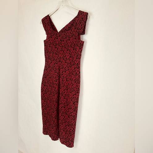 Black Halo  Jackie O Burgundy Wine Red Lace Cotton Raschel Dress Size 2