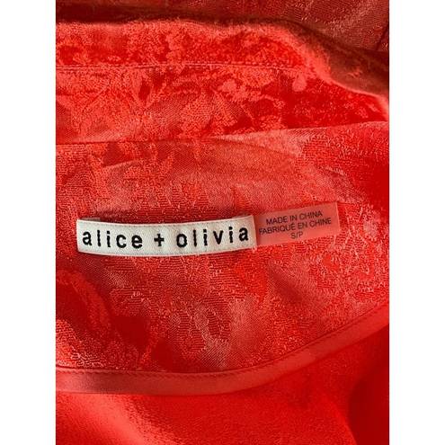 Alice + Olivia  Shanda Jacquard Satin Pajama Blazer Coral Orange Womens Small