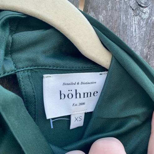 Bohme  Dark Green Satin Long Sleeve Blouse | XS