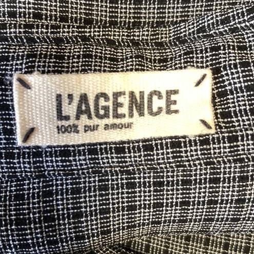 L'Agence L’AGENCE SILK BLEND SLEEVELESS BLOUSE BLACK AND GRAY CHECKED SIZE 2