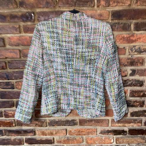 Dress Barn  Multicolored Tweed Rhinestone Single Button Blazer Jacket Size 6