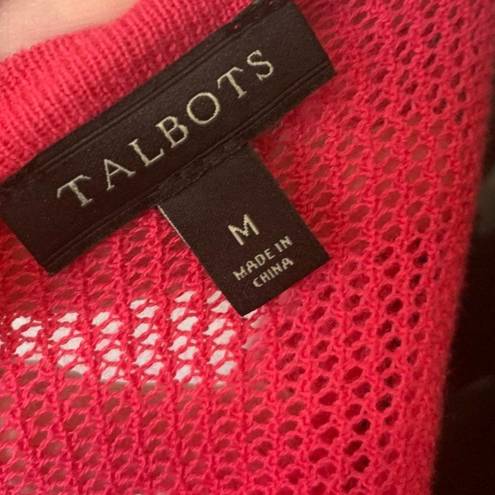 Talbots  Hot Pink Net Cropped Cardigan
