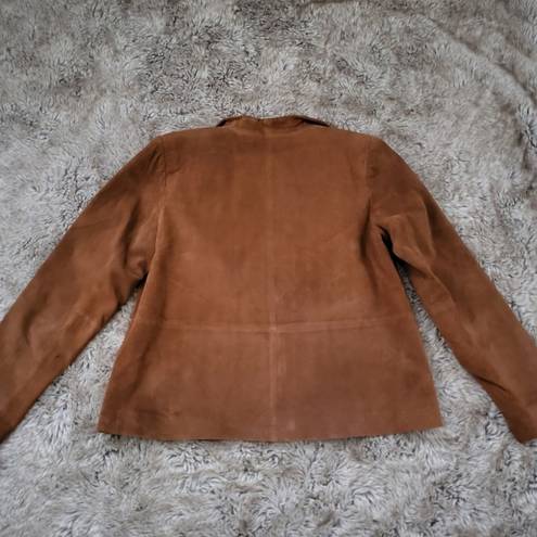 Bloomingdales Margaret Godfrey  Vintage Suede Camel Brown Blazer Size 10 Petite