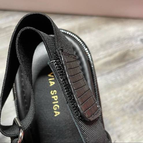 Via Spiga  Women's Black Leather Gabourey 2 Slingback Platform Sandals  sz 7