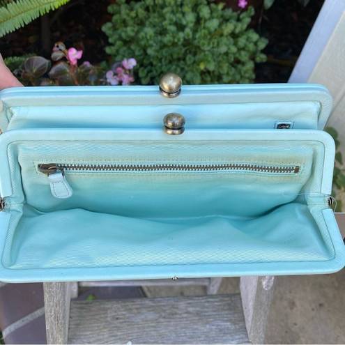 Anthropologie  Nest Turquoise Blue 4 Compartment Kiss Lock Clutch/Organizer NWT