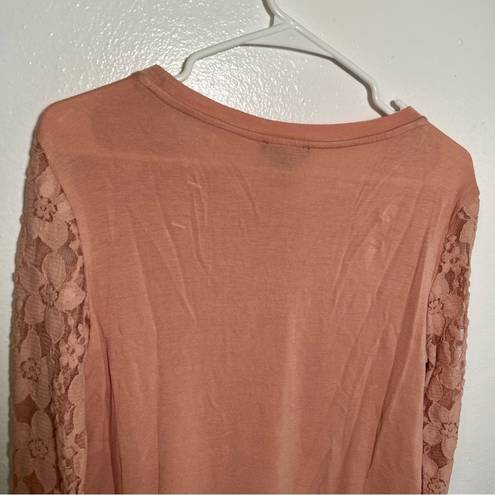 Adrianna Papell  Lace Front Sweatshirt Warm Blush