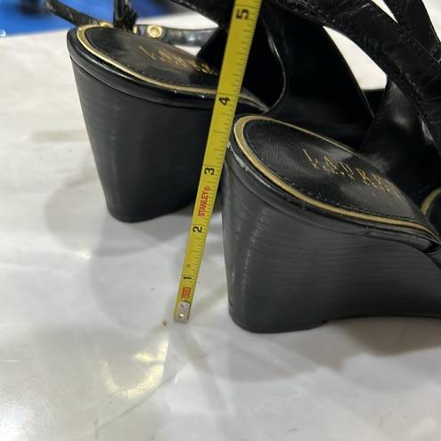 Ralph Lauren | Black Sling Back Wedges With Ankle Strap Size 8.5