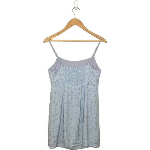 Sophie Rue New  Floral Spaghetti Strap Smocked Lined Mini Dress Blue M