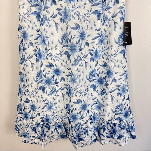 Lulus NEW  Stunning Shine White Blue Floral Print Halter Mini Dress XS NWT