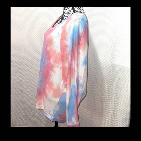 The Comfy Adora Hot Pink Blue Tie Dye Multicolor lightweight high/low - NWT.