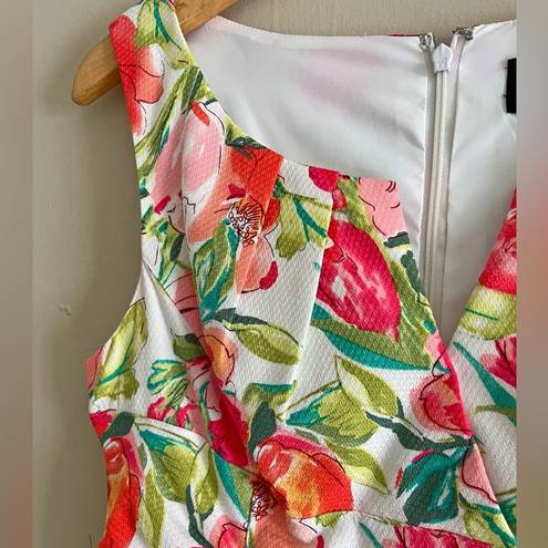 Adrianna Papell  floral bright v-neck sheath dress formal chic