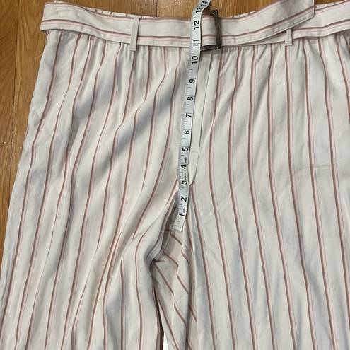 J.Jill  linen stretch Jenna striped belted wide leg crop pants size xlarge .