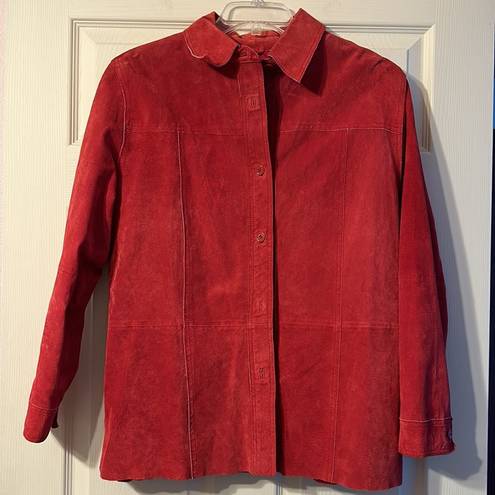 Peter Nygard NYGARD Red Suede Leather Jacket Size 14