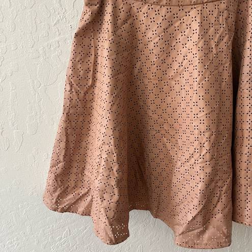 Sunday in Brooklyn Anthropologie  Laser Cut Astral Swing Skirt Blush Pink