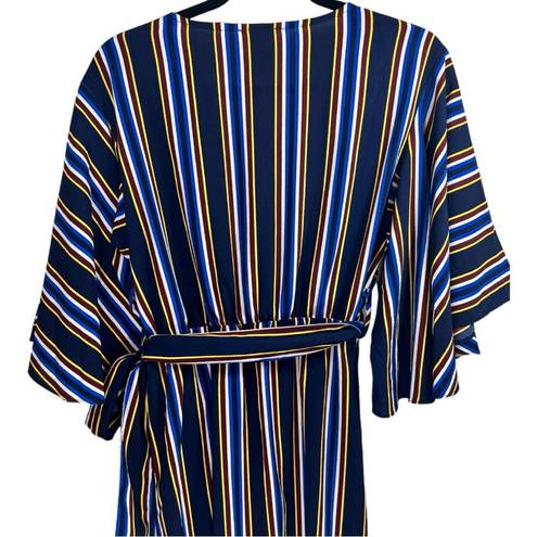 Umgee  Striped Faux Wrap Midi Dress L