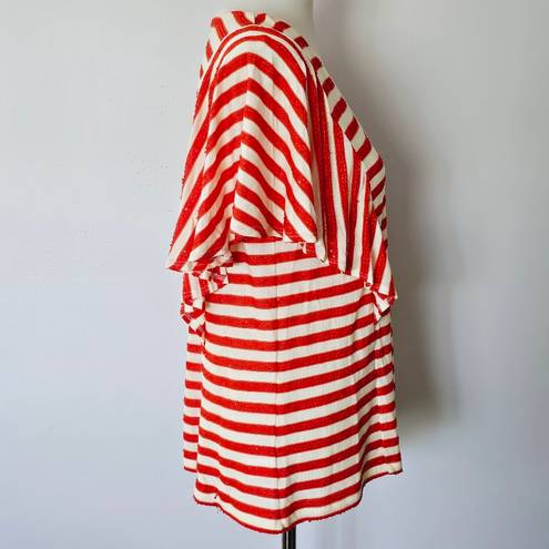 W By Worth W By Worrh Babette Red Red & White Sparkle Stripe Ruffle Knit Top Size Small