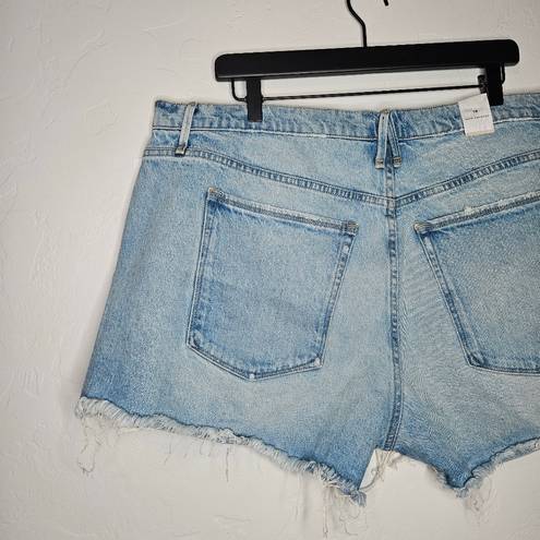 Good American  Good 90s Denim Shorts Step Hem Frayed Hem Size 16 NWT