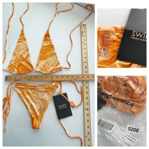 Naked Wardrobe  Swim Dreamsicle String Bikini Swimsuit NEW Sz S Style NW-W0732