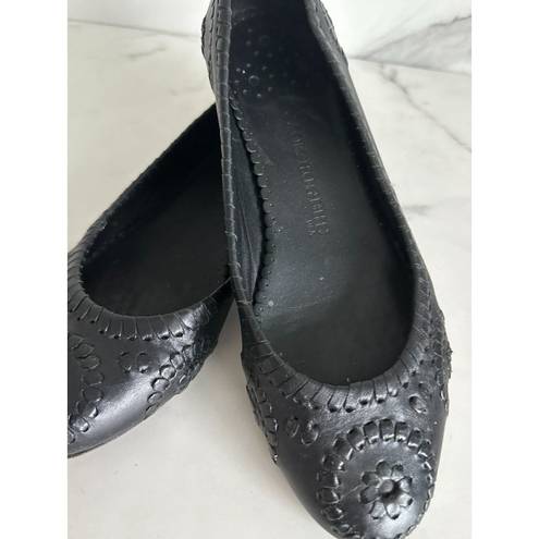 Jack Rogers  Black Leather Signature Ballet Flats Sz 8