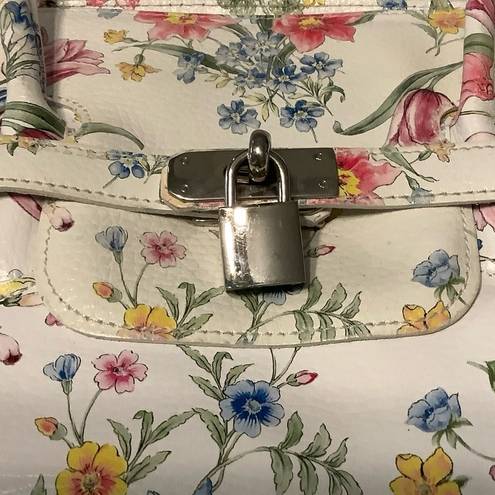 Vera Pelle  leather flower print bag with lock