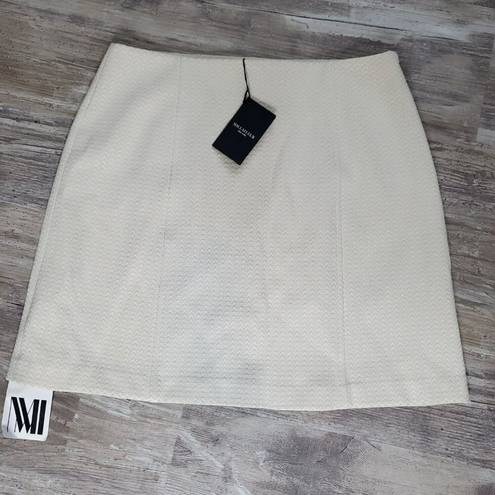 MM.LaFleur NEW  Womens Morningside Ivory Chevron Weave Skirt Size 16 Cream