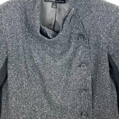 Elizabeth and James  Womens Wool Speckled Victor Blazer Jacket Asymmetrical Gray 6