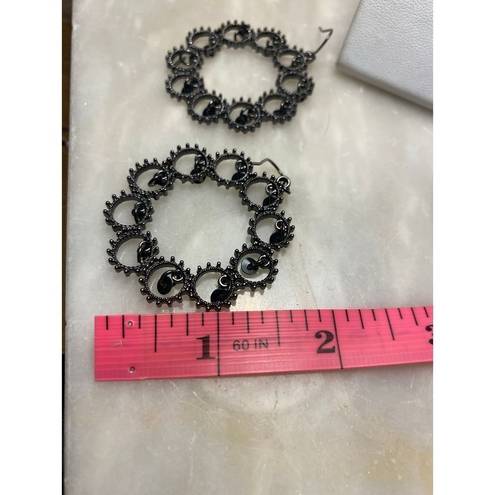 Black Bead Black-Tone with  Wire circle Earrings