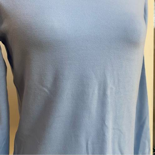 Brooks Brothers  Women Size M Lightweight Blue Merino Wool Crew Neck Sweater