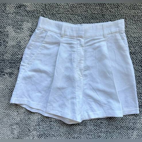 H&M  High Waisted Linen Blend White Shorts