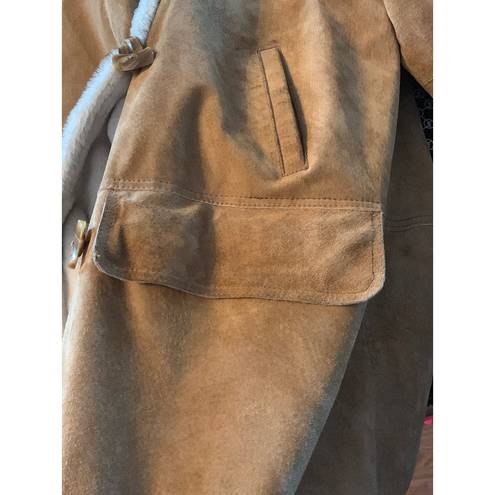 Bernardo A  womens xl  fashions company brown leather Sherpa lined hooded jacket