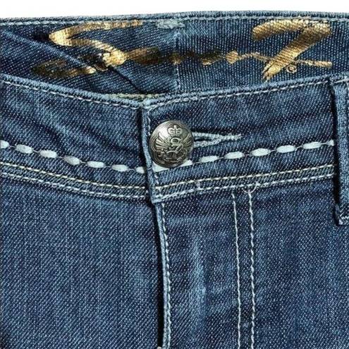 Seven7  Jeans Womens Embroidered Straight Leg Denim Blue Jeans Size 8 Like New