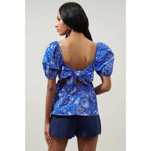 Sugar Lips  AMAYA MIXED PRINT CIRUS BACK TIE PEPLUM TOP RETAIL $79 SIZE MEDIUM