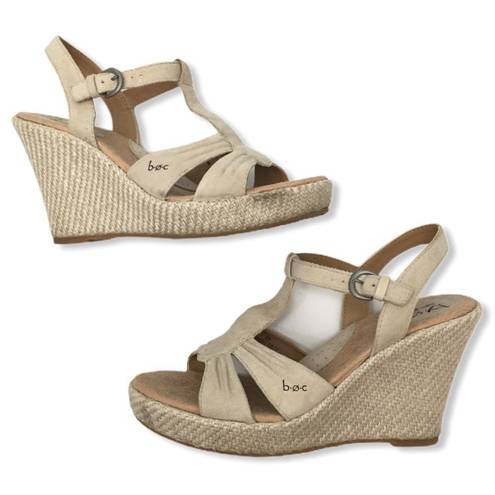 Born concept b.o.c  Beige T-Strap Suede Wedge