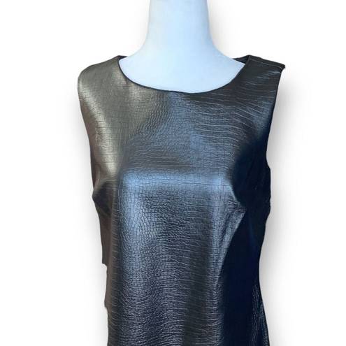 Shelby & Palmer  Dress Black Sleeveless Scoopneck 
Faux Leather Snakeskin Mini