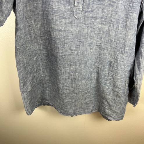 CP Shades  Linen Popover Tunic Top Size Medium Blue Pockets Minimal Lagenlook