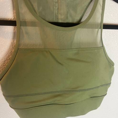 Zyia active all star mesh zip up high impact olive green sports bra