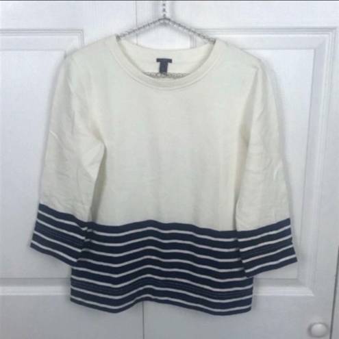 J.Crew  Size XS Nautical Navy Colorblock Striped Cotton Crewneck Sweatshirt