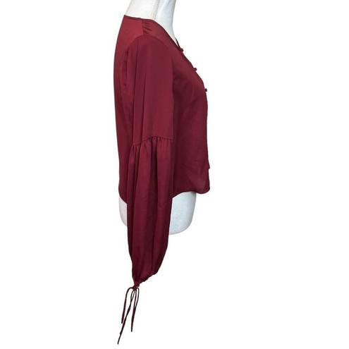 L'Academie L’academie Womens The Airy Blouse in Cabernet Red Revolve Size Small