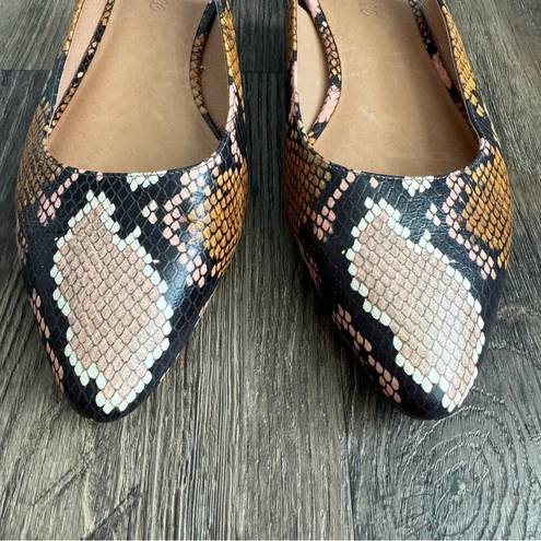 Madewell  The Margot Snake Embossed Slingback Leather  Flats