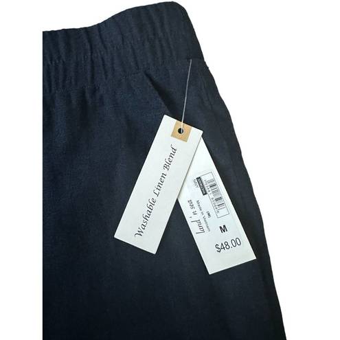 LAND N SEA Navy Linen Blend Crop Pants Size Medium NEW